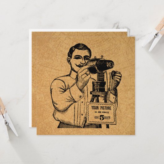 Antiker Fotograf mit Kamera Karte (Vorderseite/Rückseite Beispiel)