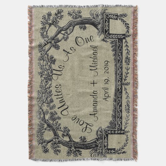 Antiker französischer Baum-Rahmen-personalisierte Decke (Vorderseite Vertikal)