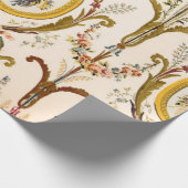 Antiker französischer Rokoko Floral Gold Creme Dec Geschenkpapier (Ecke)