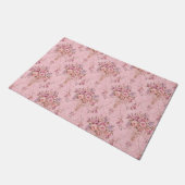 Antiker französischer Rosa Viktorianischer Blumens Fußmatte (Schrägansicht)