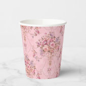 Antiker französischer Rosa Viktorianischer Blumens Pappbecher (Links)