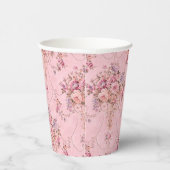 Antiker französischer Rosa Viktorianischer Blumens Pappbecher (Rechts)