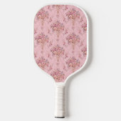 Antiker französischer Rosa Viktorianischer Blumens Pickleball Schläger (Rückseite)