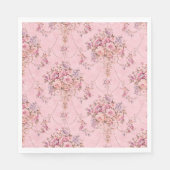 Antiker französischer Rosa Viktorianischer Blumens Serviette (Vorderseite)