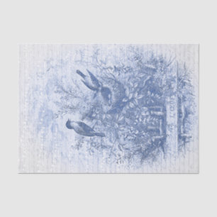 Antiker französischer Vintager Blauer Vogelnest Seidenpapier