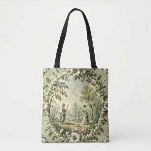 Antiker Garten salbeigrünes Blumenmuster Tasche