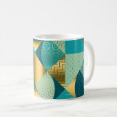 Antiker geometrischer Stoff, nahtloses Patchwork. Kaffeetasse (VorderseiteRechts)
