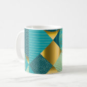 Antiker geometrischer Stoff, nahtloses Patchwork. Kaffeetasse (Vorderseite Links)