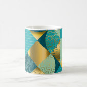 Antiker geometrischer Stoff, nahtloses Patchwork. Kaffeetasse (Mittel)