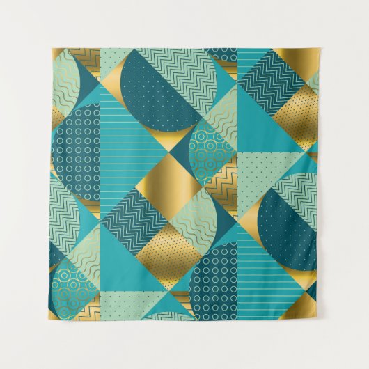 Antiker geometrischer Stoff, nahtloses Patchwork. Wandteppich (Vorderseite)