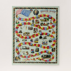Antiker George-Washington-Schlangenspiel-Brettdruc Puzzle