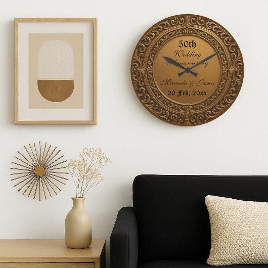 Antiker Gold Barockrahmen 50. Hochzeitsjubiläum Große Wanduhr