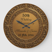 Antiker Gold Barockrahmen 50. Hochzeitsjubiläum Große Wanduhr (Vorderseite)
