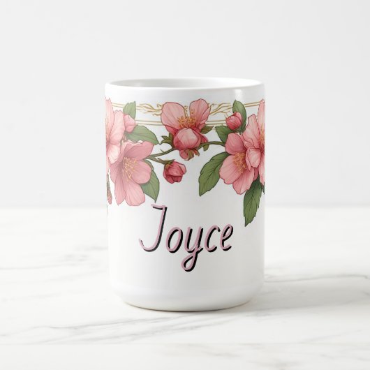 Antiker Gold-Rosa-Blumenrahmen Kaffeetasse (Mittel)
