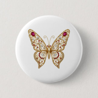 Antiker Gold-Rubin-Rot-Filigran-Schmetterlings-Bro Button