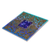 Antiker Gold-und Saphir-Pfau Fliese (Seite)