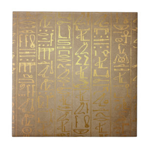 Antiker Goldener Druck mit ägyptischen Hieroglyphe Fliese