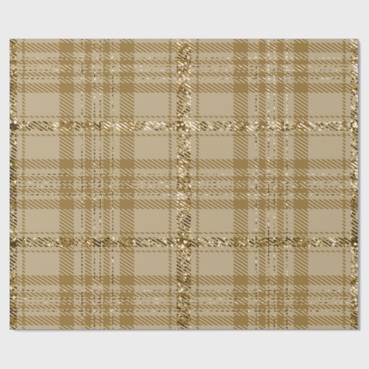 Antiker GoldGlitzer Plaid-01 Geschenkpapier (Flach)