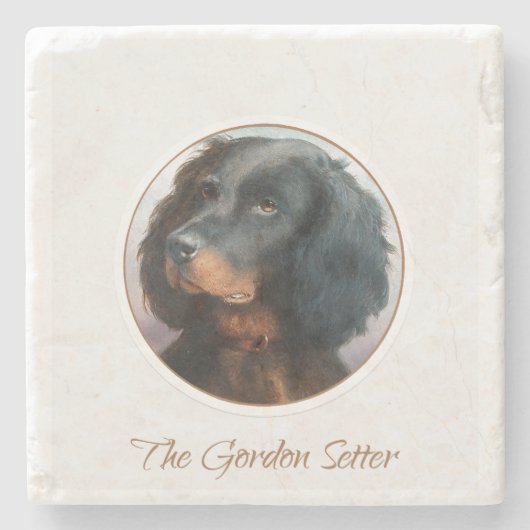 Antiker Gordon Setter Steinuntersetzer (Vorderseite)