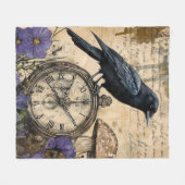 Antiker gotischer Rabe Fleecedecke (Vorderseite (Horizontal))