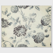 Antiker grauer Vintager Botanischer Blumengarten Geschenkpapier (Flach)