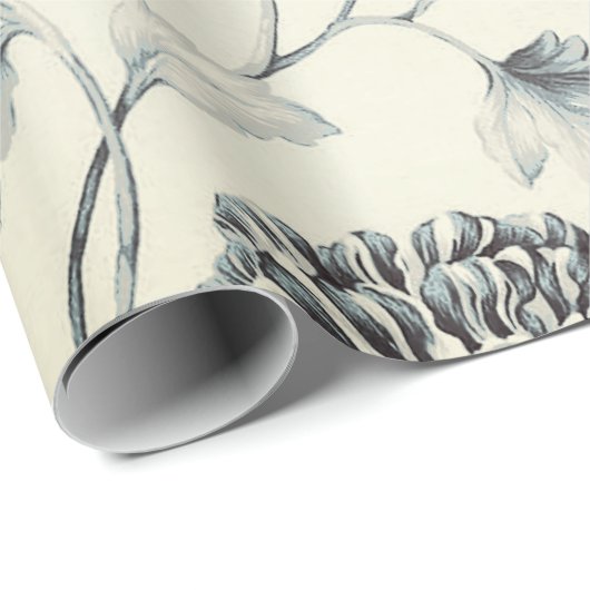 Antiker grauer Vintager Botanischer Blumengarten Geschenkpapier (Rolleneckpunkt)