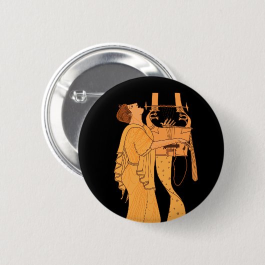 Antiker griechischer Musiker, der Kithara singt un Button (Vorne & Hinten)