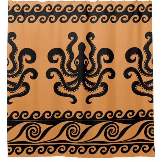 Antiker griechischer Oktopus, Wellenmuster Duschvorhang (Vorderseite)