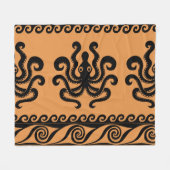 Antiker griechischer Oktopus, Wellenmuster Fleecedecke (Vorderseite (Horizontal))