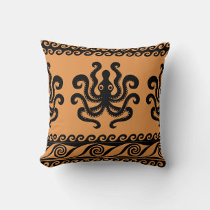 Antiker griechischer Oktopus, Wellenmuster Kissen