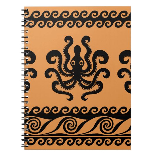 Antiker griechischer Oktopus, Wellenmuster Notizblock (Vorderseite)