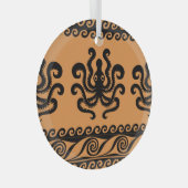 Antiker griechischer Oktopus, Wellenmuster Ornament Aus Glas (Vorderseite Rechts)