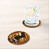 Antiker griechischer Schwarz-Bild-Untersetzer Runder Pappuntersetzer (Vor Ort)