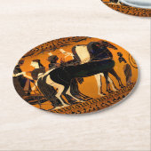 Antiker griechischer Schwarz-Bild-Untersetzer Runder Pappuntersetzer (Angewinkelt)