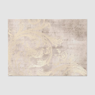 Antiker Grunge Elfenbein Damast Seidenpapier
