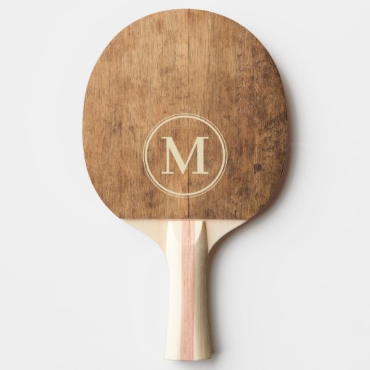 Antiker Hackklotz Monogramm Tischtennis Schläger (Vorderseite)
