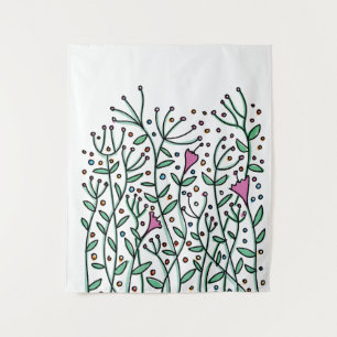 Antiker, handgezeichneter Blumen-Magnet-Schlüssela Wandteppich