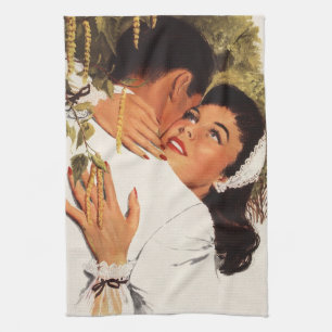 Antiker Heiratsantrag, Liebe und Romantik Geschirrtuch