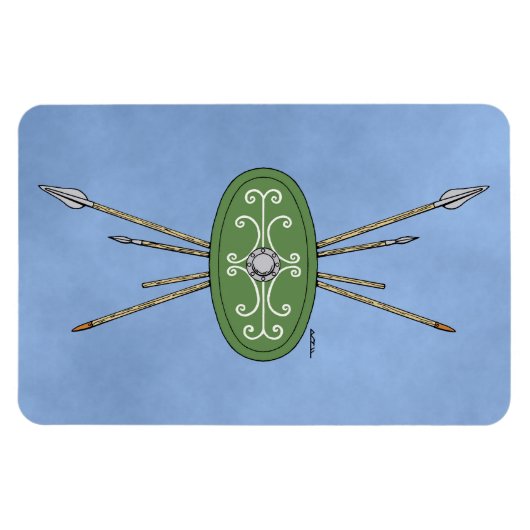 Antiker Himmelsschild und Speere Magnet (Horizontal)