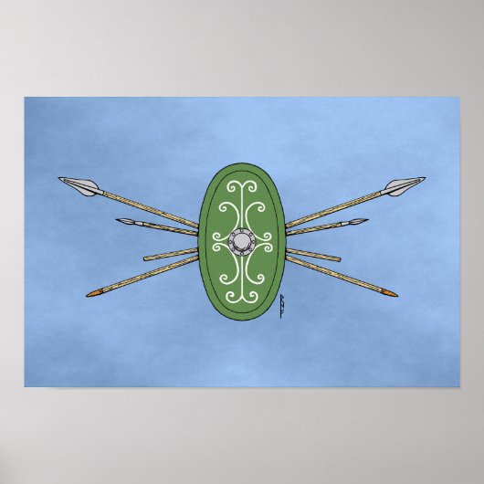 Antiker Himmelsschild und Speere Poster (Vorne)
