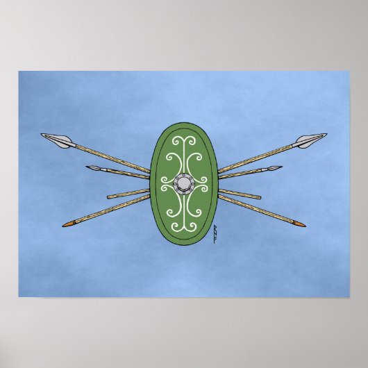 Antiker Himmelsschild und Speere Poster (Vorne)