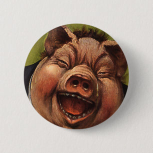 Antiker Humor, lustiges viktorianisches Schwein la Button