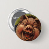 Antiker Humor, lustiges viktorianisches Schwein la Button (Vorne & Hinten)