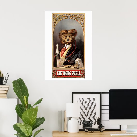 Antiker Hund mit Monocle Poster (Heimbüro)