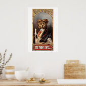 Antiker Hund mit Monocle Poster (Küche)