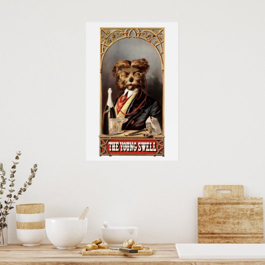 Antiker Hund mit Monocle Poster (Küche)