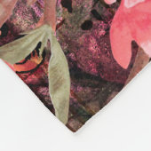 Antiker Illustrierter Pfau & Blume Grunge Fleecedecke (Ecke)
