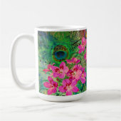 Antiker Illustrierter Pfau & Blume Grunge Kaffeetasse (Links)