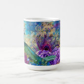 Antiker Illustrierter Pfau & Blume Grunge Kaffeetasse (Mittel)