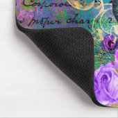 Antiker Illustrierter Pfau & Blume Grunge Mousepad (Ecke)